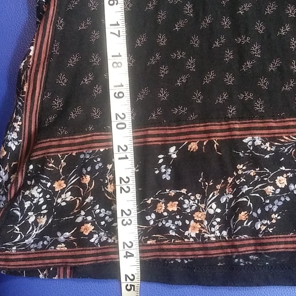Lucky Brand, boho, black printed, 3/4 sleeve, top - Picture 10 of 12